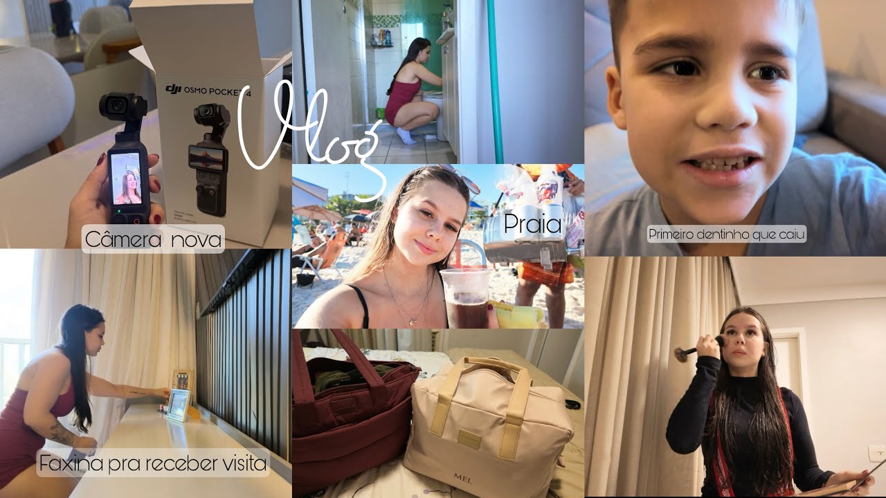 Vlog: temos câmera nova, faxina pra receber visita, praia, dentinho que caiu 