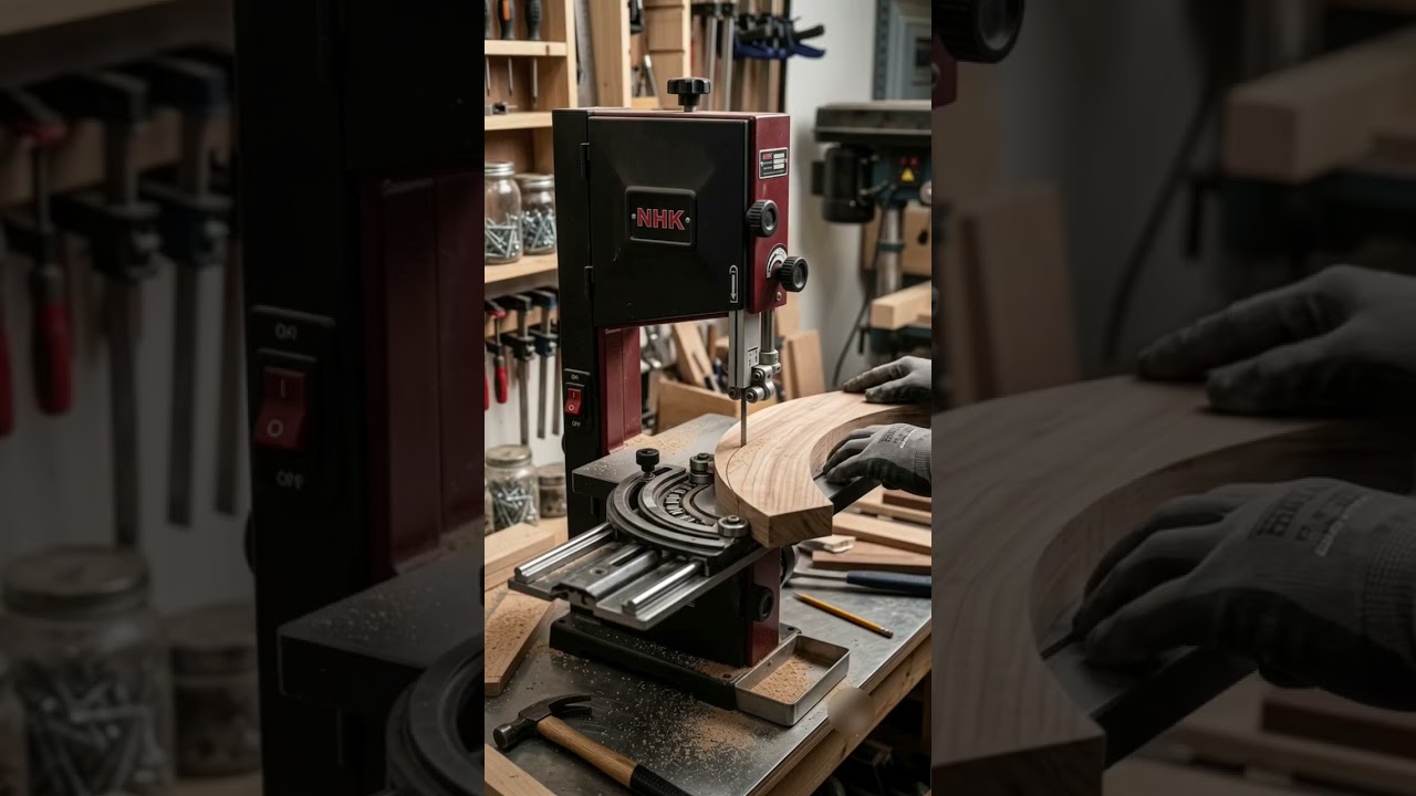 NHK Mini Auto Curve Bandsaw Machine | Perfect Curved Wood Cutting ASMR 🔥#shorts #tools #wood #viral