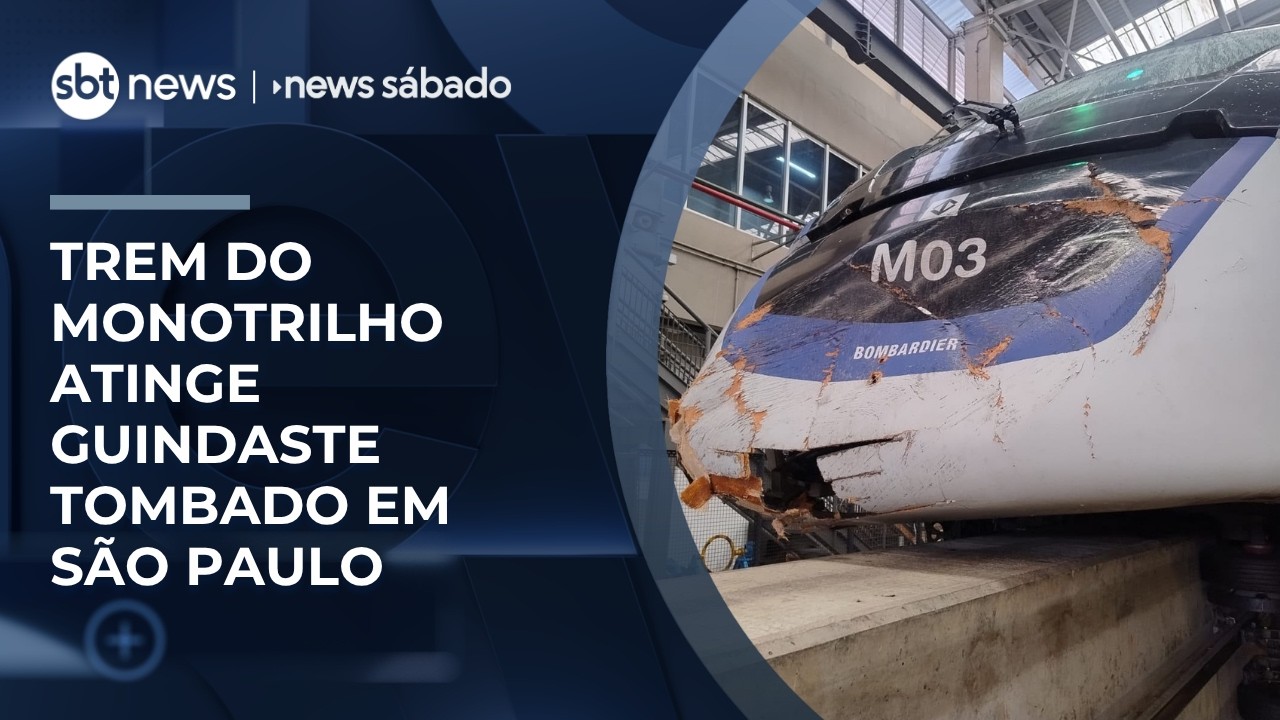 Trem do monotrilho atinge guindaste tombado na Zona Leste de SP | #NewsSábado
