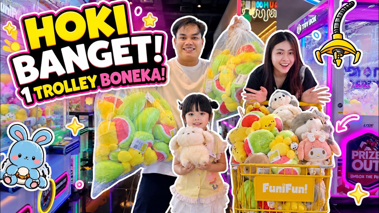YUKA-CHAN PANEN BONEKA MESIN CAPIT SAMPAI 1 TROLLEY! | vlog