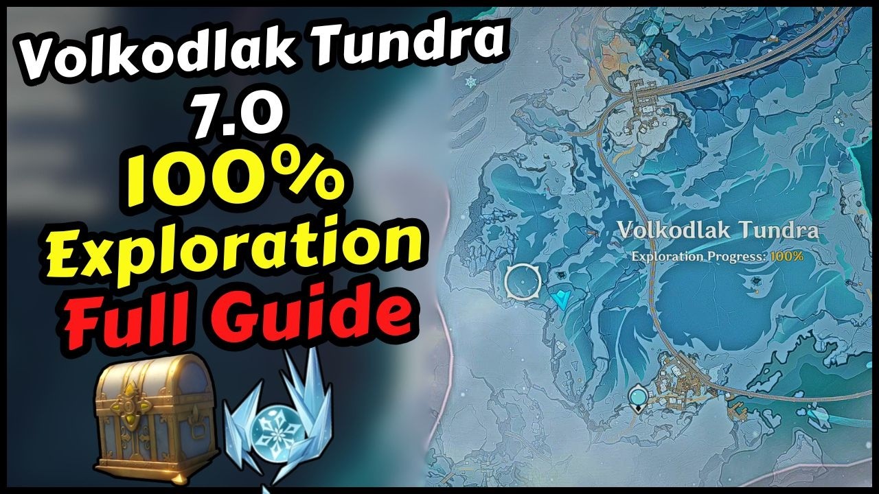 Volkodlak Tundra 100% Exploration All Chests & Cryoculus Locations in Genshin Impact 7.0