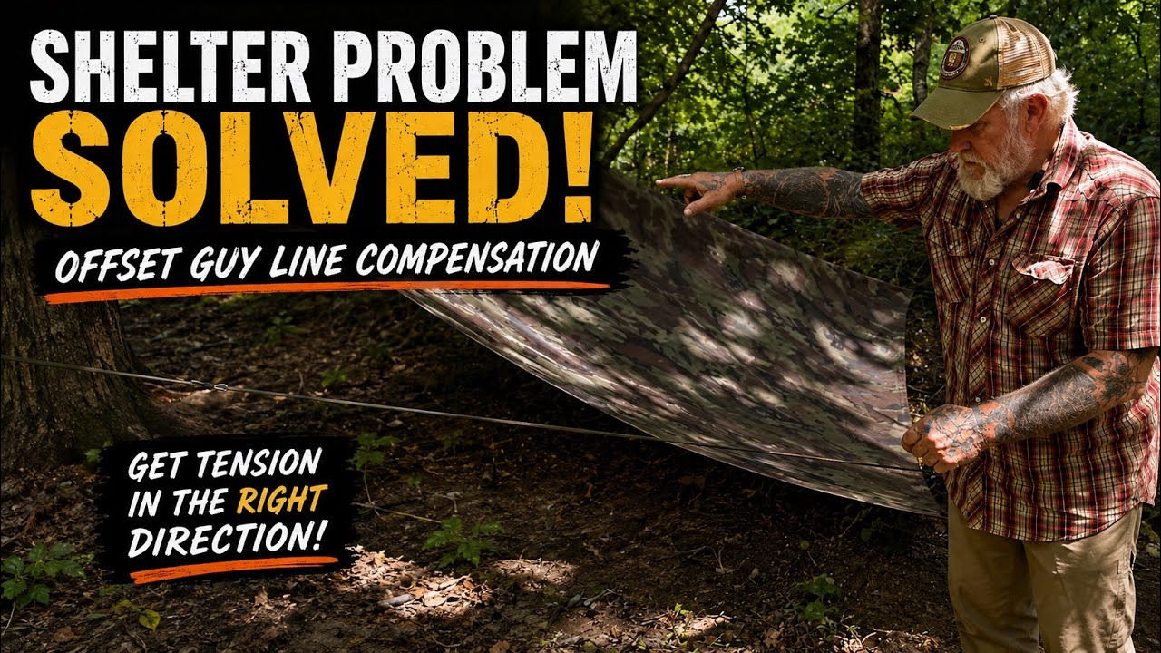 Shelter Problem Solved! Offset Tarp Guy Line Compensation