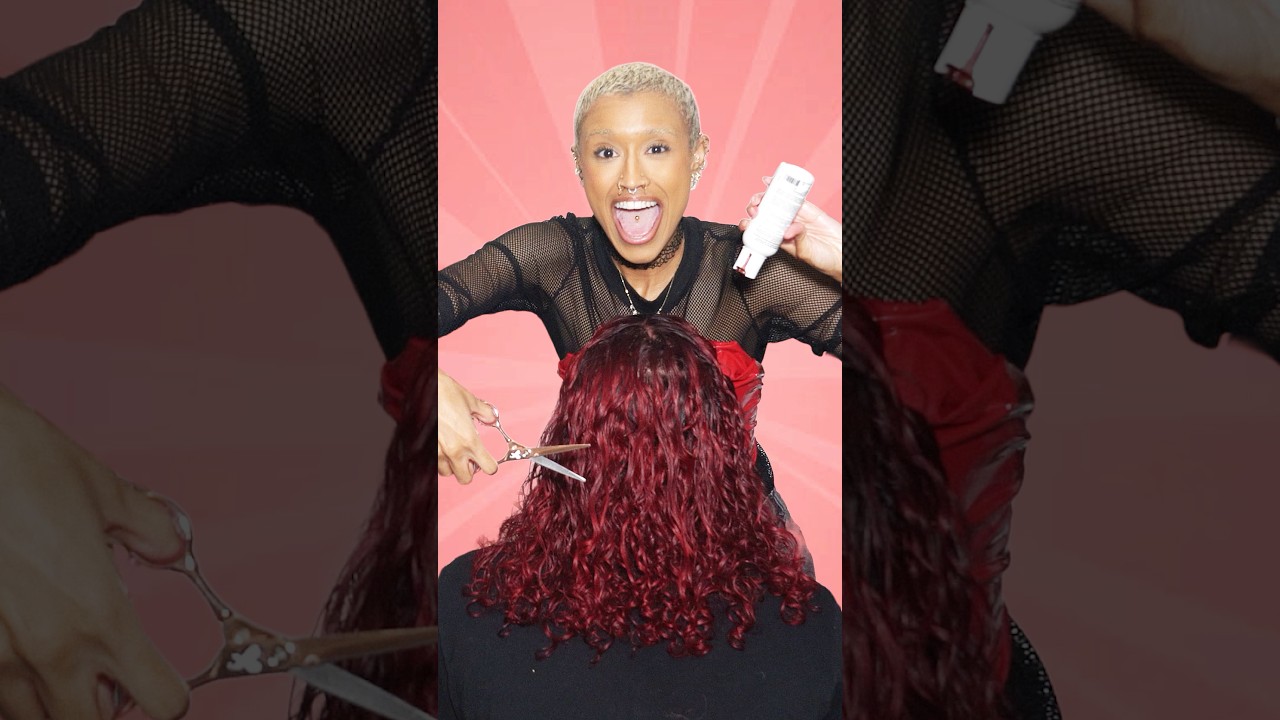 Red Curly Hair Dye Transformation!       #hairdye #curlyhair #hairtutorial