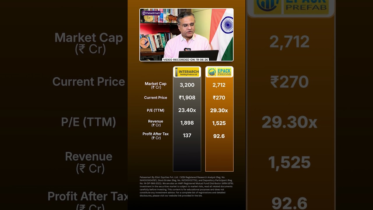 Interarch Building Solutions vs Epack Prefab - Best Stocks? | Dipan Mehta | Paisasmart