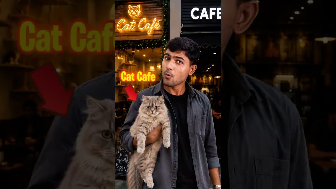 Cat Cafe Vs Normal Cafe !🙀 #shorts #restaurant