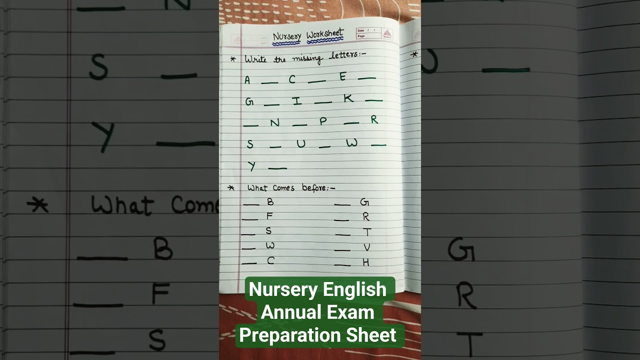 Nursery English Annual Exam Preparation Sheet 2025-2026 #short #shorts @kidslearningfun2013