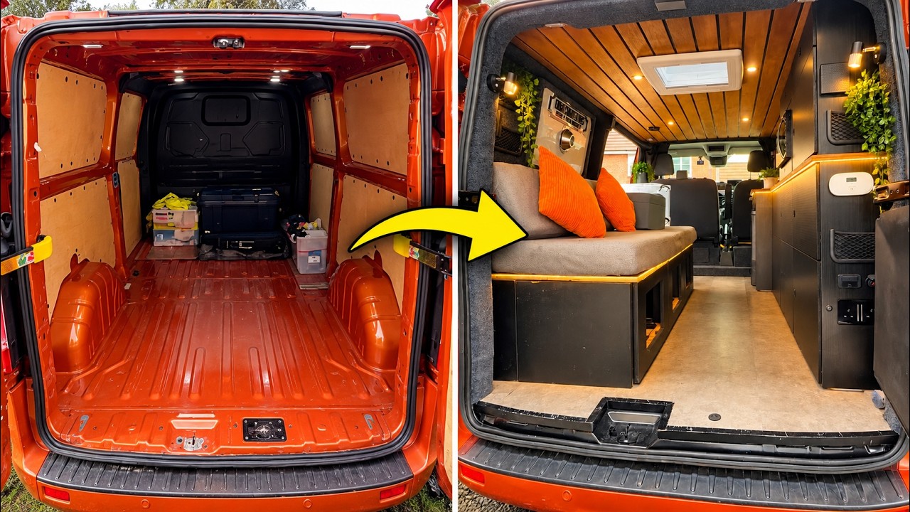 Transforming a builders van into a cosy off grid campervan - Ford Transit Custom