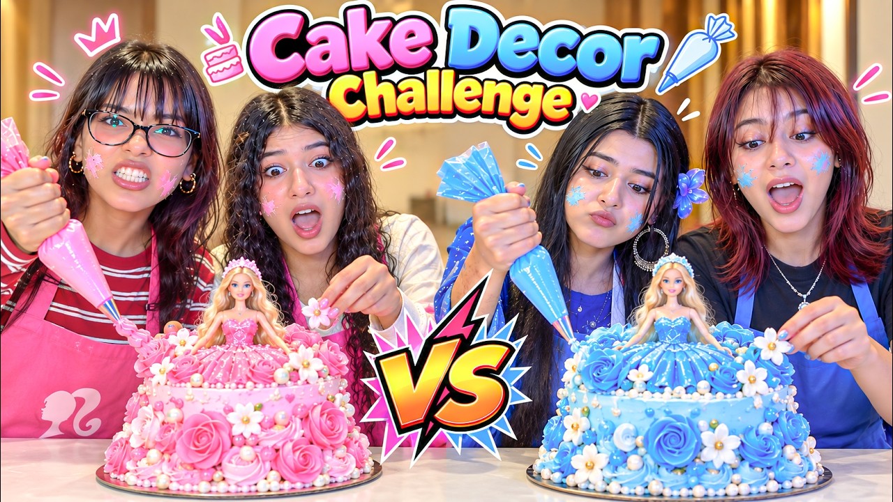 Barbie Cake Decoration Challenge!! Soni vs Moni Day 112/200