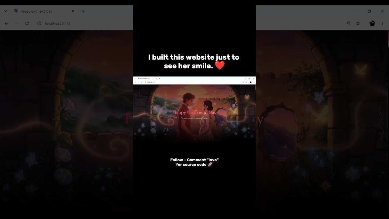 I Built a Beautiful Girlfriend Day Website | React + GSAP + Vite | #krishnakodez #viral #webdesign