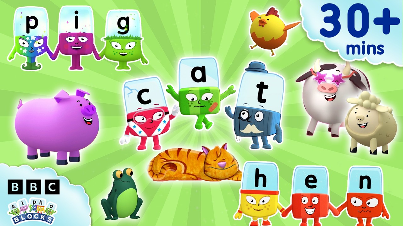 Let's Spell 'CAT' and Other Animals! | Learn to Read and Spell for Kids Compilation | Alphablocks