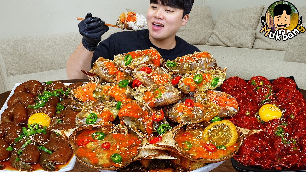 ASMR MUKBANG 집밥 직접 만든 간장게장 새우장 계란후라이 먹방! Marinated Raw Crabs Korean Home Meal EATING REAL SOUND!
