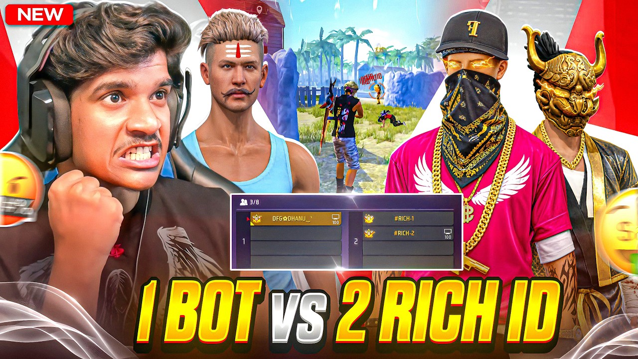 1 BOT vs 2 RICHEST PLAYERS 💀🔥 | COLLECTION KINGS 👑| 1 v 2 😨 | FREE FIRE TELUGU #dfg #freefire