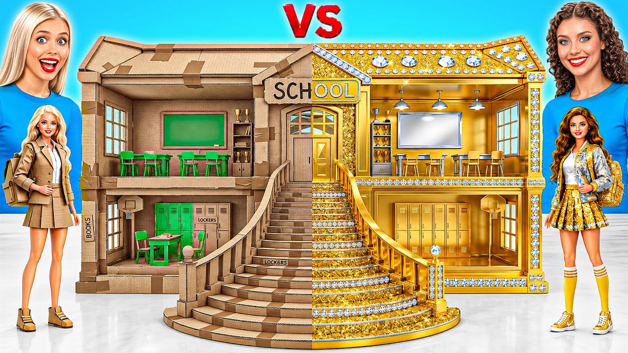 Gold vs Cardboard School Challenge | Awesome Creative Challenge by Multi DO Smile