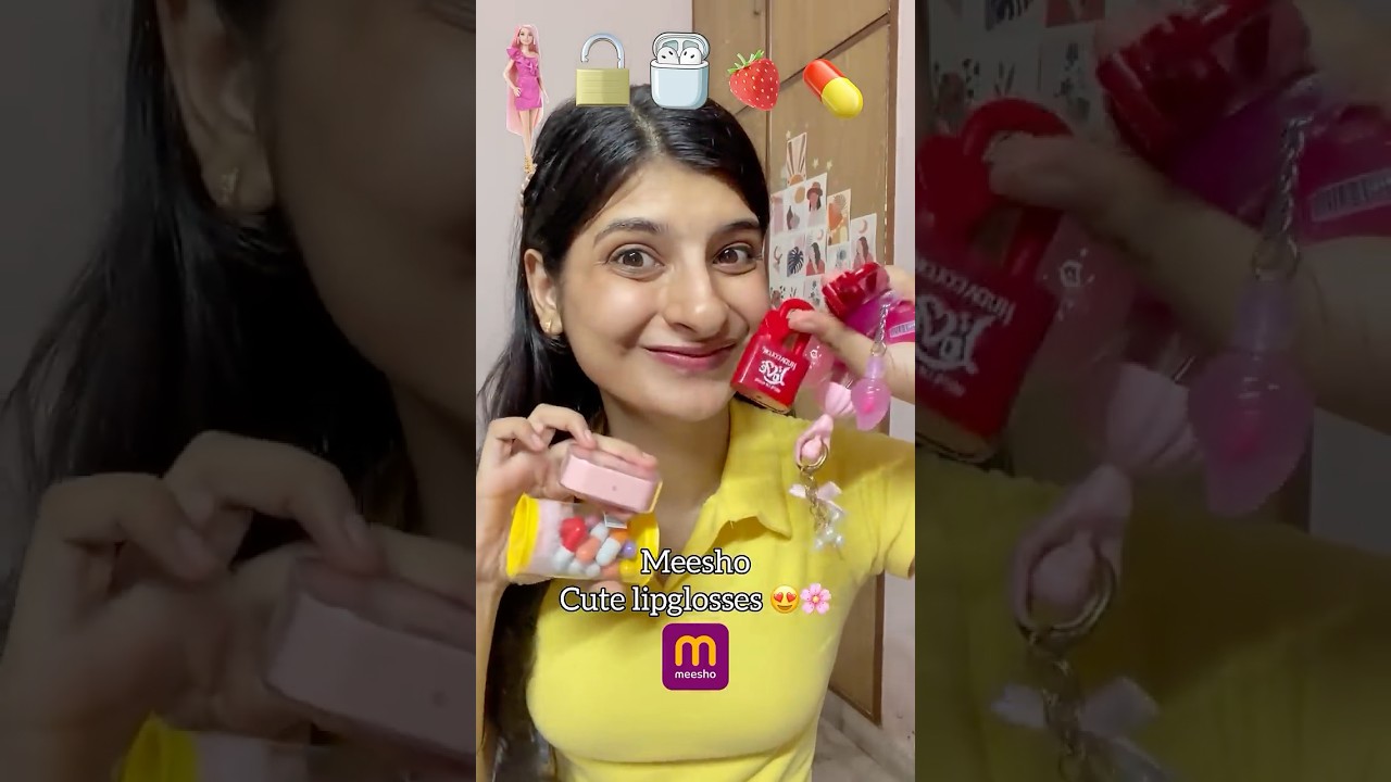 Meesho BTS cute lipglosses emoji edition❤️💊🌸😍#meesho #cutelipgloss #bts #lipgloss #ytshorts