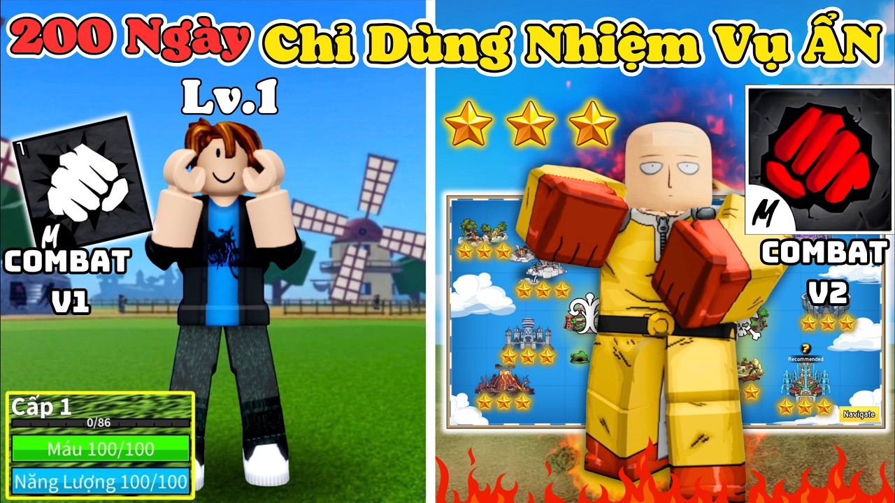 [BloxFruit] 200 Ngày Mở Khoá Võ COMBAT V2 Từ Lv1 Chỉ Được Dùng Nhiệm Vụ Bí Ẩn