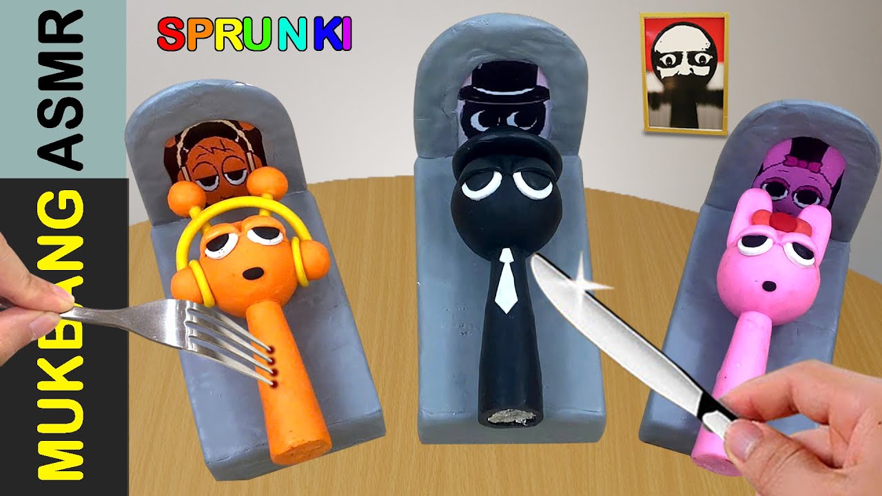 Mukbang R.I.P OREN,BLACK,PINKI SPRUNKI SAD STORY | Mukbang Clay ASMR Kluna Tik Animation