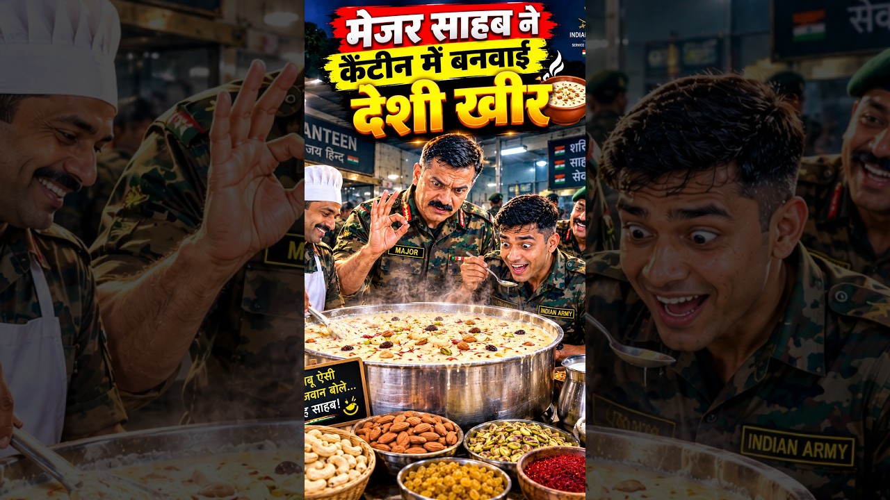 😂 मेजर साहब ने बनवाई स्पेशल खीर 🥣 🤣🇮🇳#ArmyCanteen #Kheer #HindiComedy #FunnyShorts #ArmyShorts