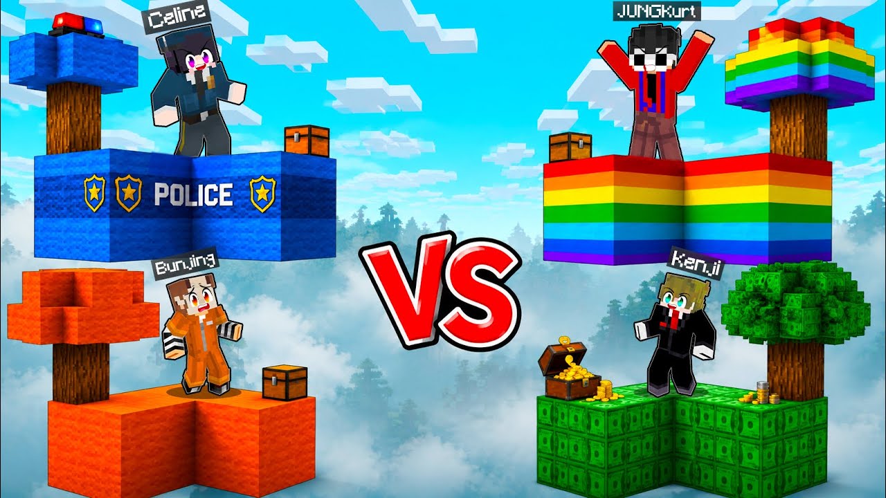 POLICE vs PRO vs CRIMINAL vs RICH: EPIC CHUNK BATTLE In Minecraft!