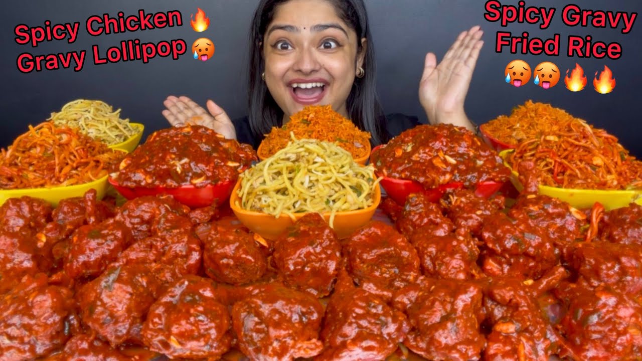 SPICY CHICKEN GRAVY LOLLIPOP, SPICY GRAVY WITH CHICKEN SCHEZWAN FRIED RICE, CHICKEN SCHEZWAN NOODLES