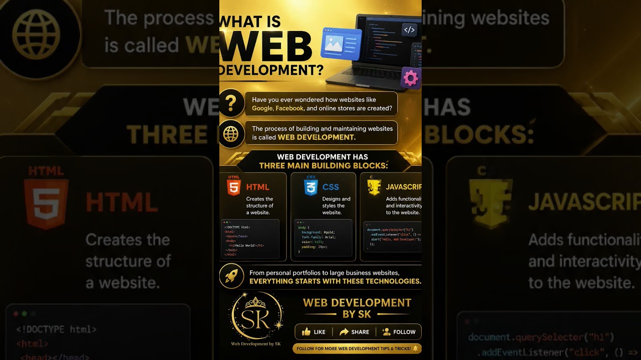 Start your Web Development journey today! 🚀 #webdevelopment #html #css #javascript #webdevbysk