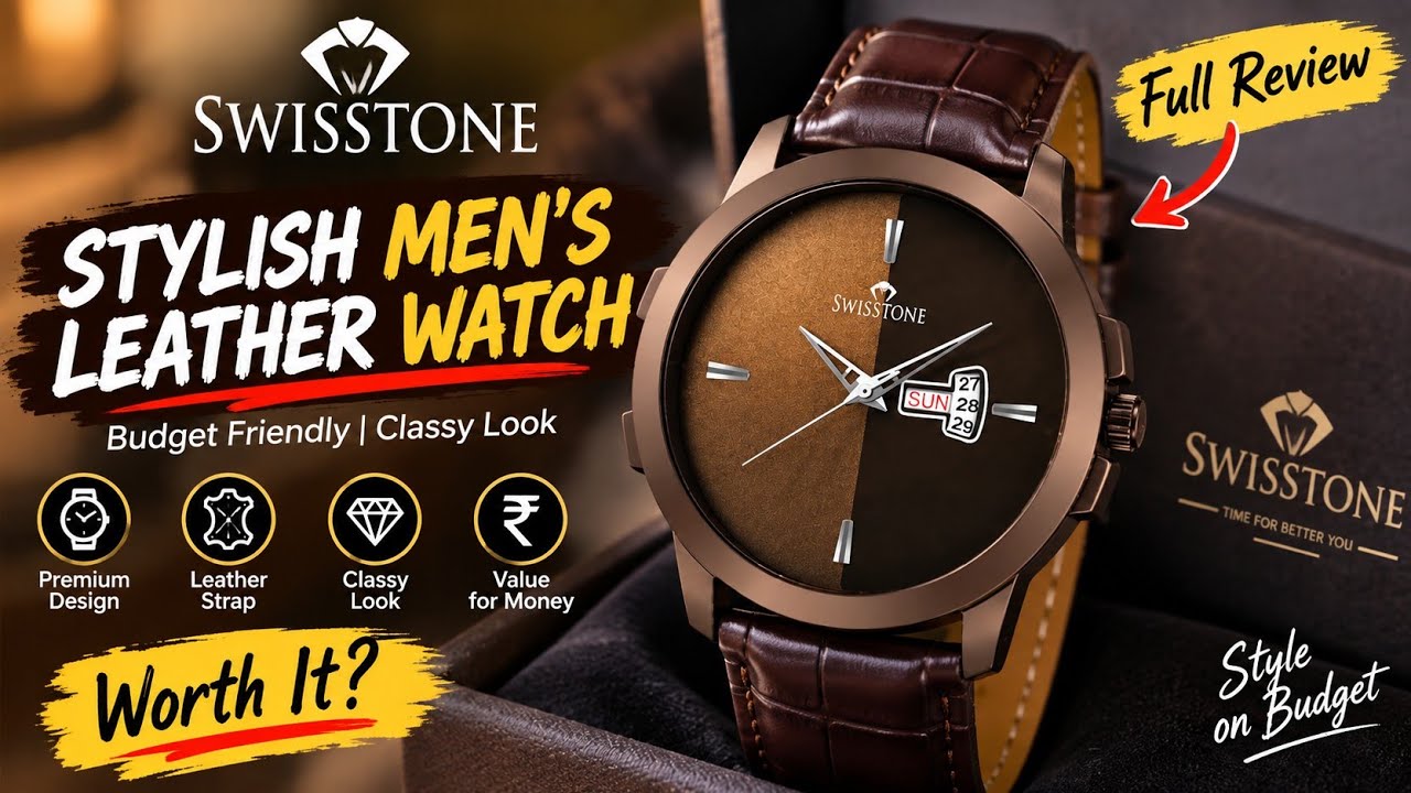 SWISSTONE Men’s Leather Watch ⌚ Brown Dial & Strap | Stylish Budget Watch Review