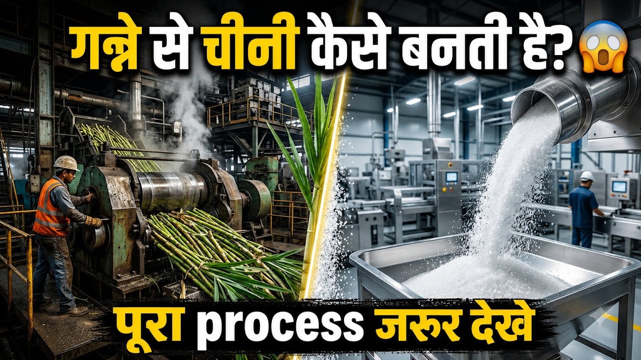 गन्ने से चीनी कैसे बनती है? 😱 | Sugar Factory में चीनी बनने की पूरी प्रक्रिया