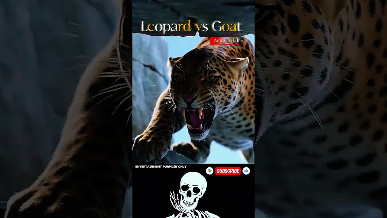 🐆 Leopard vs Goat 🐐 #edit #AnimalAttack #Wildlife #CrazyMoments #Survival #Instinct