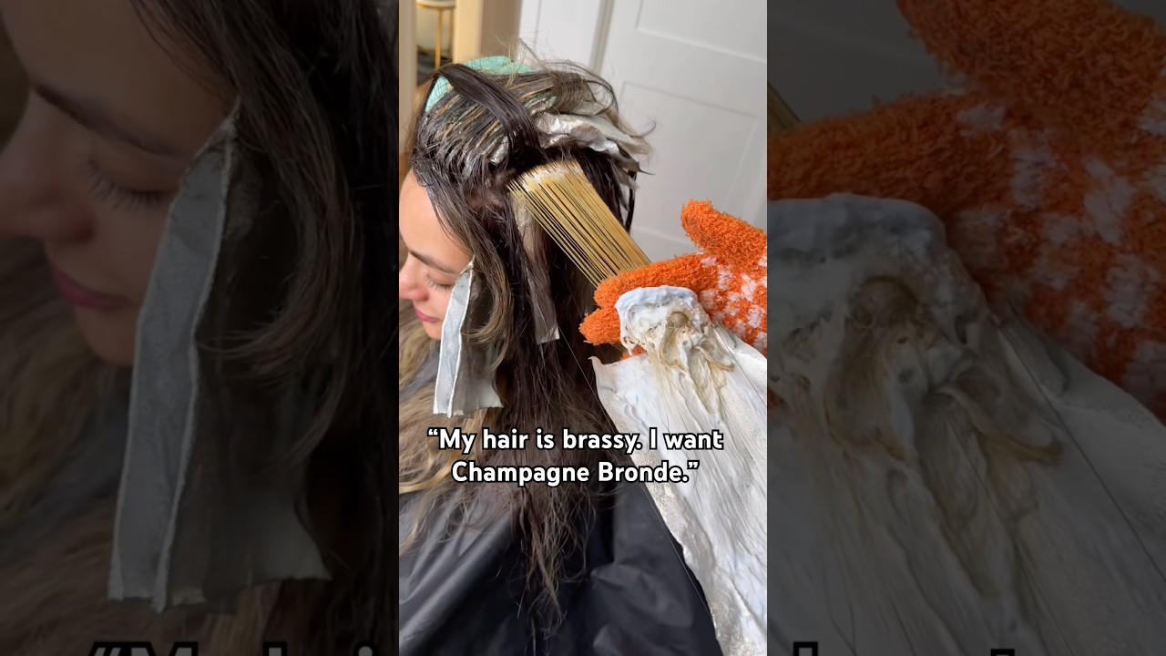 From Brassy to Champagne Bronde #hairtransformation #colorcorrection #hair #hairgoals