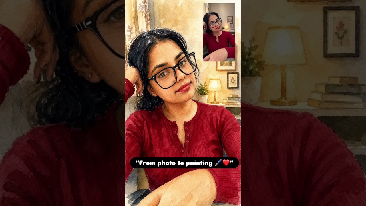 🎨 “Turning a simple selfie into a watercolor dream #WatercolorPainting#treandingreel #youtubeshort
