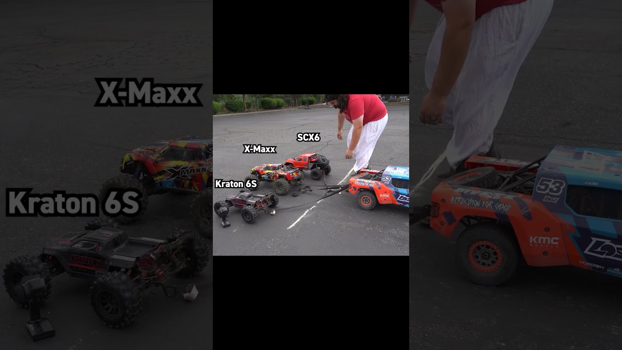 3 vs 1 R/C Tug-of-War #losi #rc #rccar #traxxas #arrma #tugofwar #amainhobbies