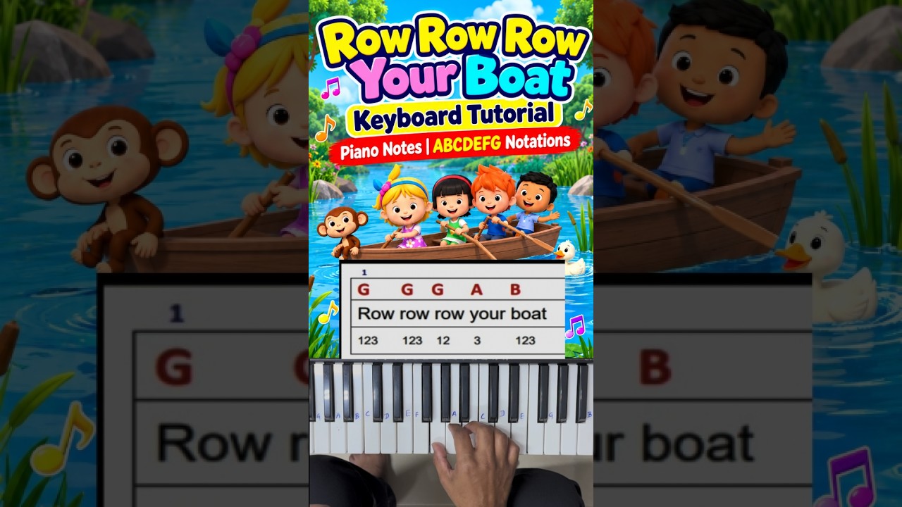 Row row row your boat Piano Notes | Keyboard Tutorial | ABCDEFG Notes @SHINESMUSIC