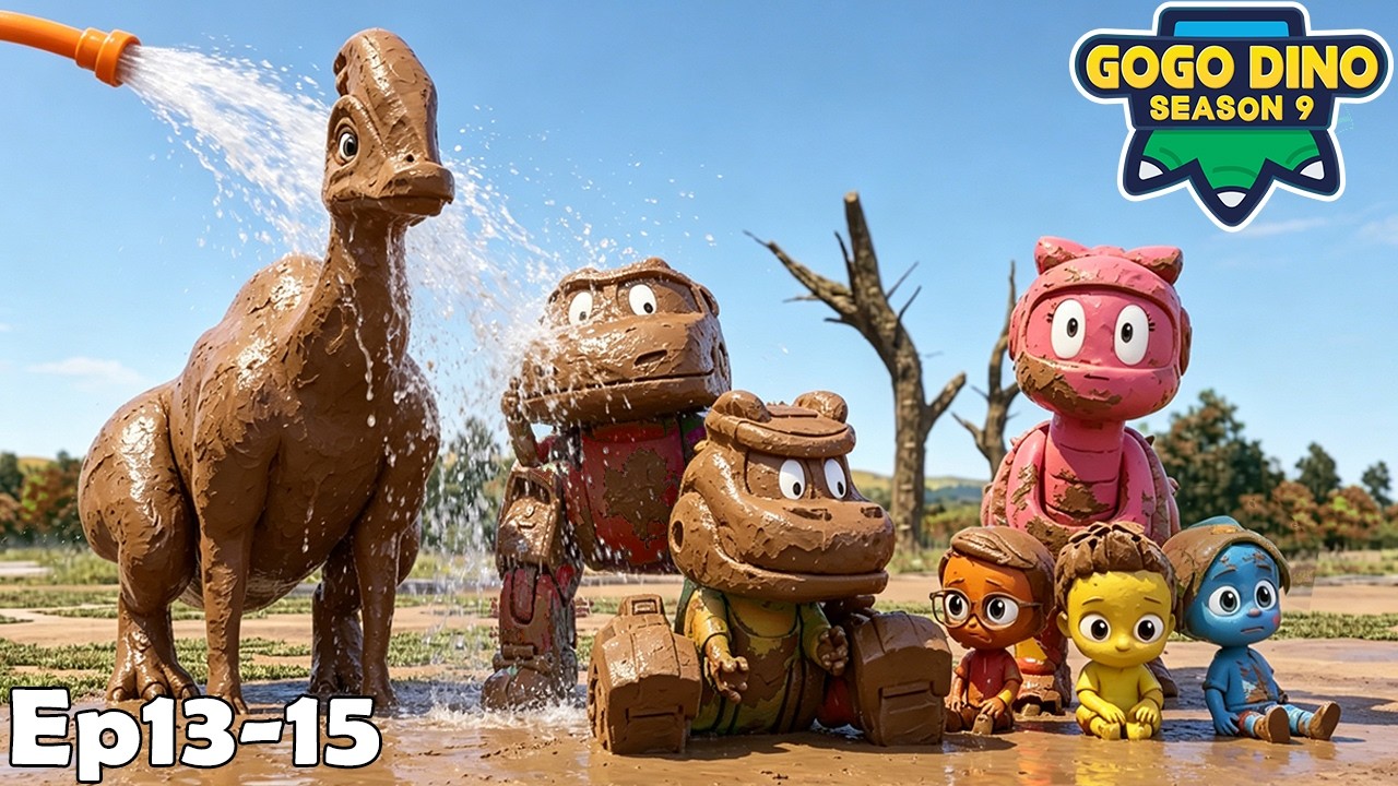 GOGODINOS9 | 🦖🛁30 MIN Compilation EP13-15🟤💦 | sea animals dinosaurs| Educational Cartoon |