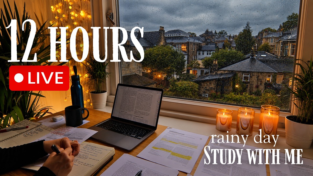 12+ HOUR STUDY WITH ME on A RAINY DAY 🎓  Scottish Highlands | Pomodoro | Deep Work Mode | No Music