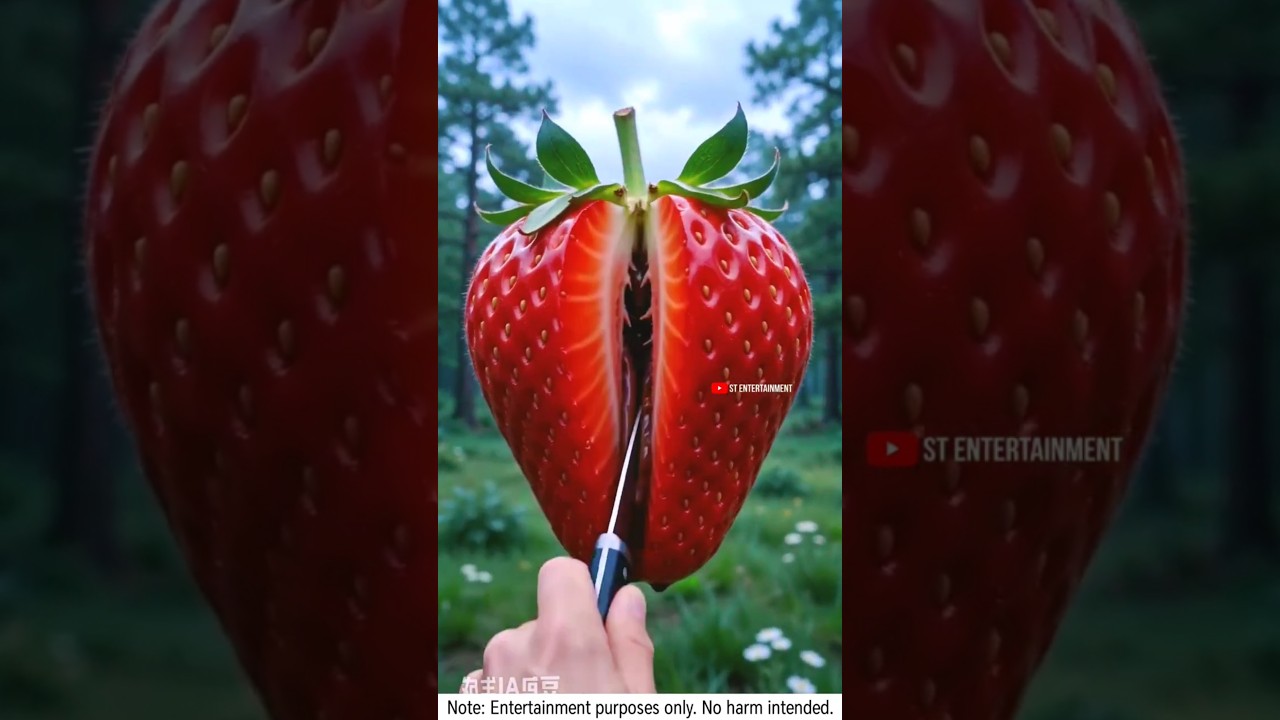 giant strawberry cutting twist 🤣 #funny #funnyvideo