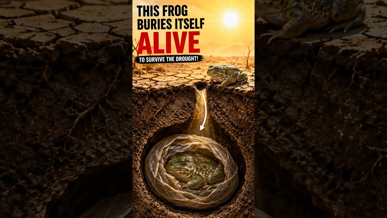 This Frog Buries Itself Alive to Survive the Drought! 🐸😳 #Bullfrog #FrogFacts #AnimalFacts