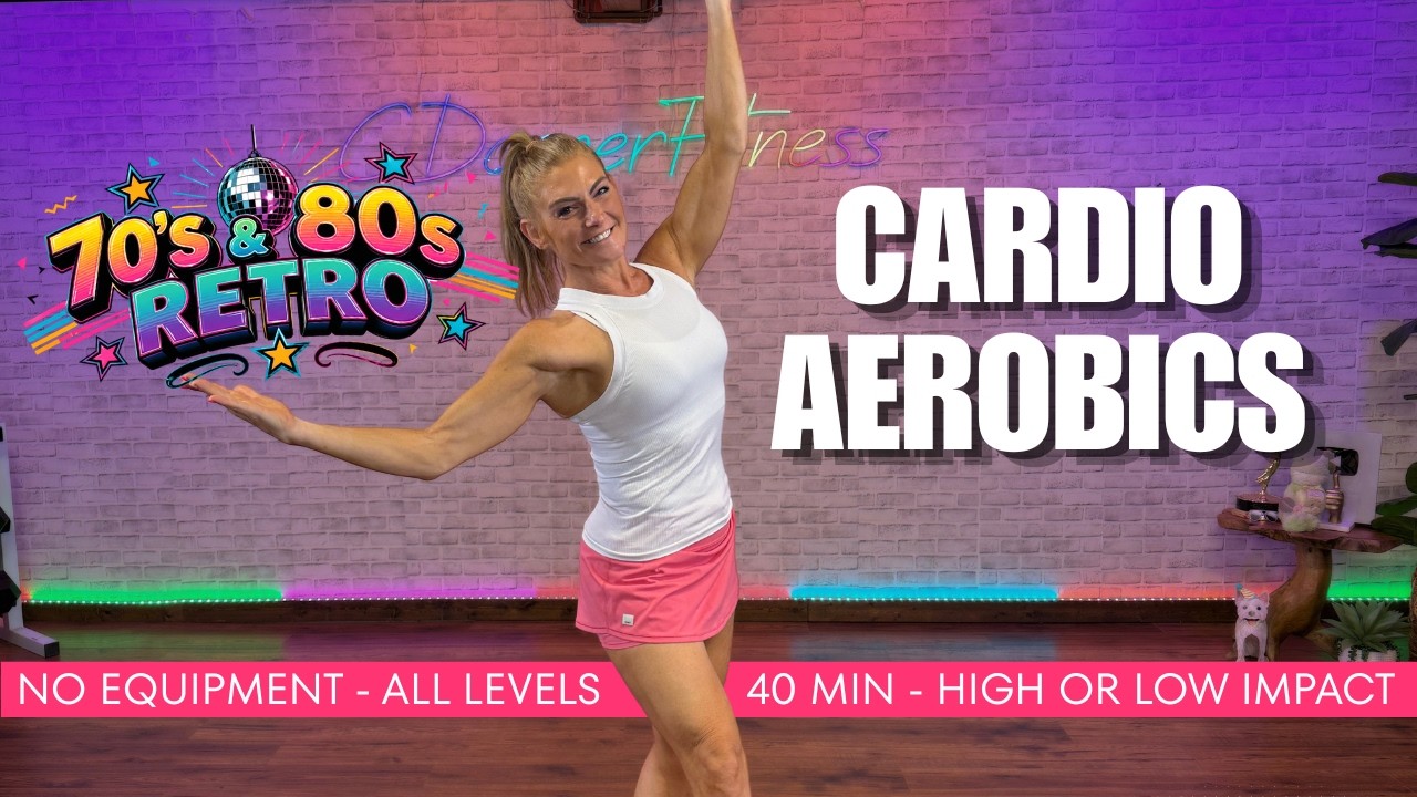 70s and 80s Aerobics Workout - High or Low Impact Fun Cardio