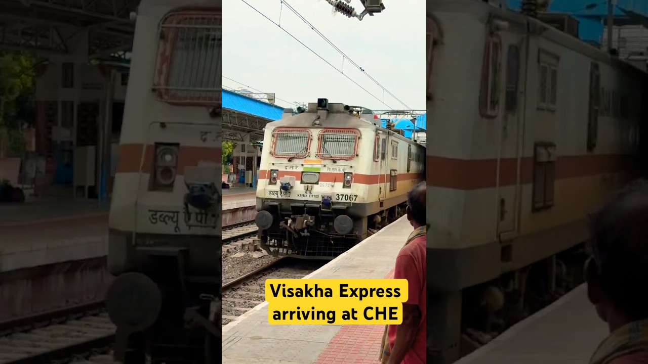 VISAKHA Express arriving at CHE #shorts #indianrailways #traingadi #wap7 #lhb #arrival #trains