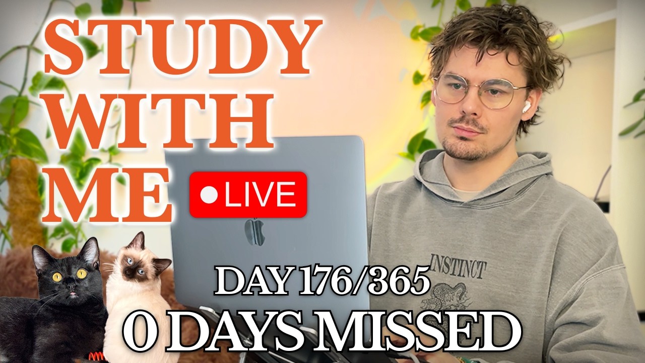 Study With Me (&🐱) LIVE 🚀 5-HOURS — Deep Focus (50/10 Pomodoro) | Cozy UK Rain, No Distractions!