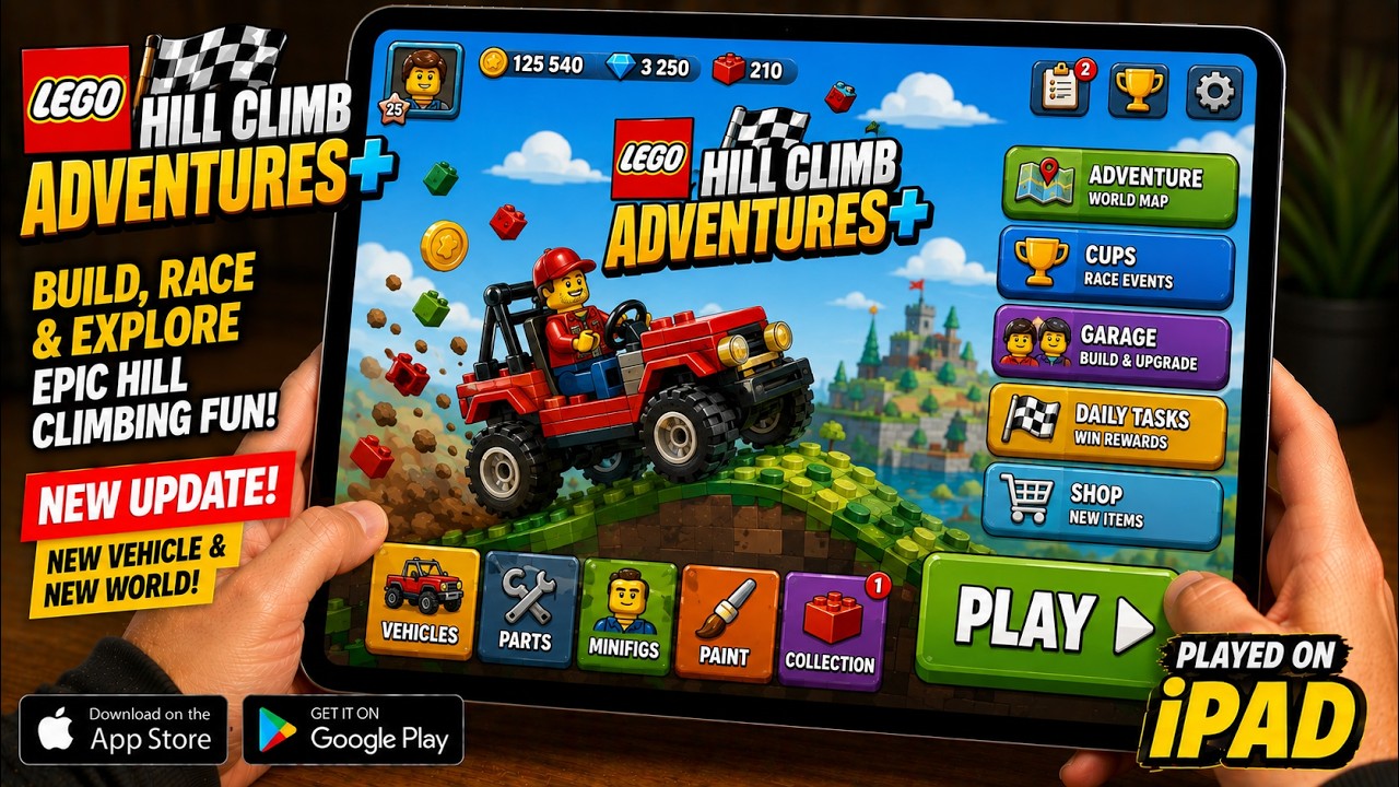 LEGO Hill Climb Adventures+ - Gameplay Walkthrough - New Update Review (iOS/iPadOS) Played on iPad