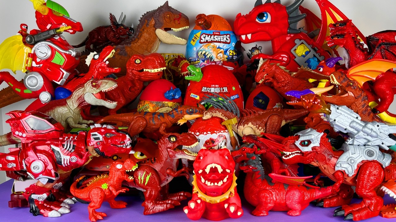 Jurassic World Unboxing Review Asmr Colorful Dinosaur T-rex Carnotaurus Triceratops Dragon Smashers