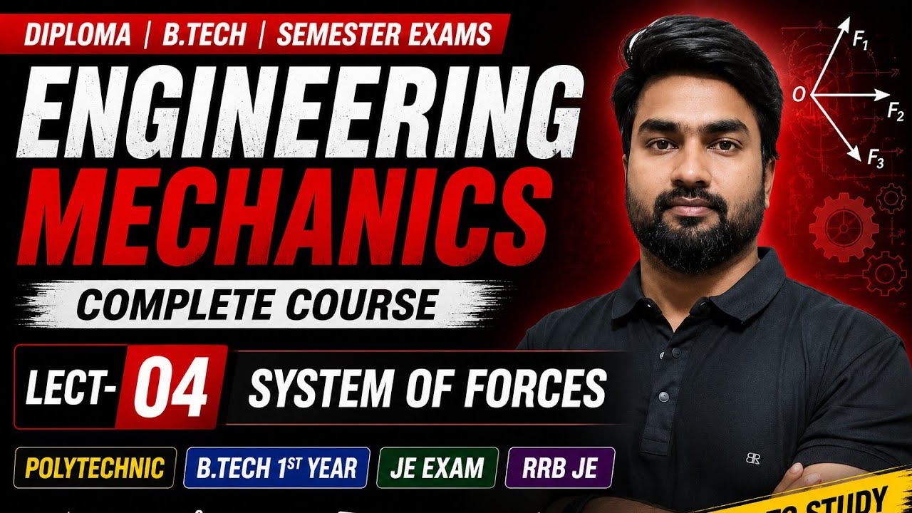 Engineering Mechanics Lecture 4 | System of Forces | Polytechnic & B.Tech | JE & RRB JE