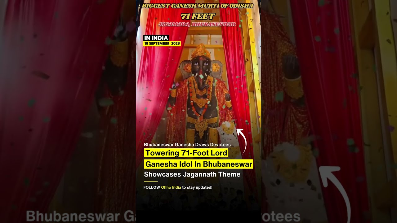 Breathtaking Darshan! 71-Foot Tall Ganesha Idol in Bhubaneswar Draws Huge Crowds 🌸🙌 #shorts
