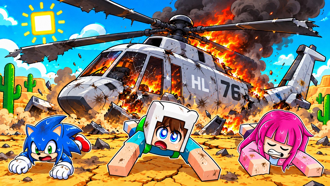 HELİKOPTERİMİZ ÇÖLÜN ORTASINA ÇAKILDI VE MAHSUR KALDIK 😱 Minecraft