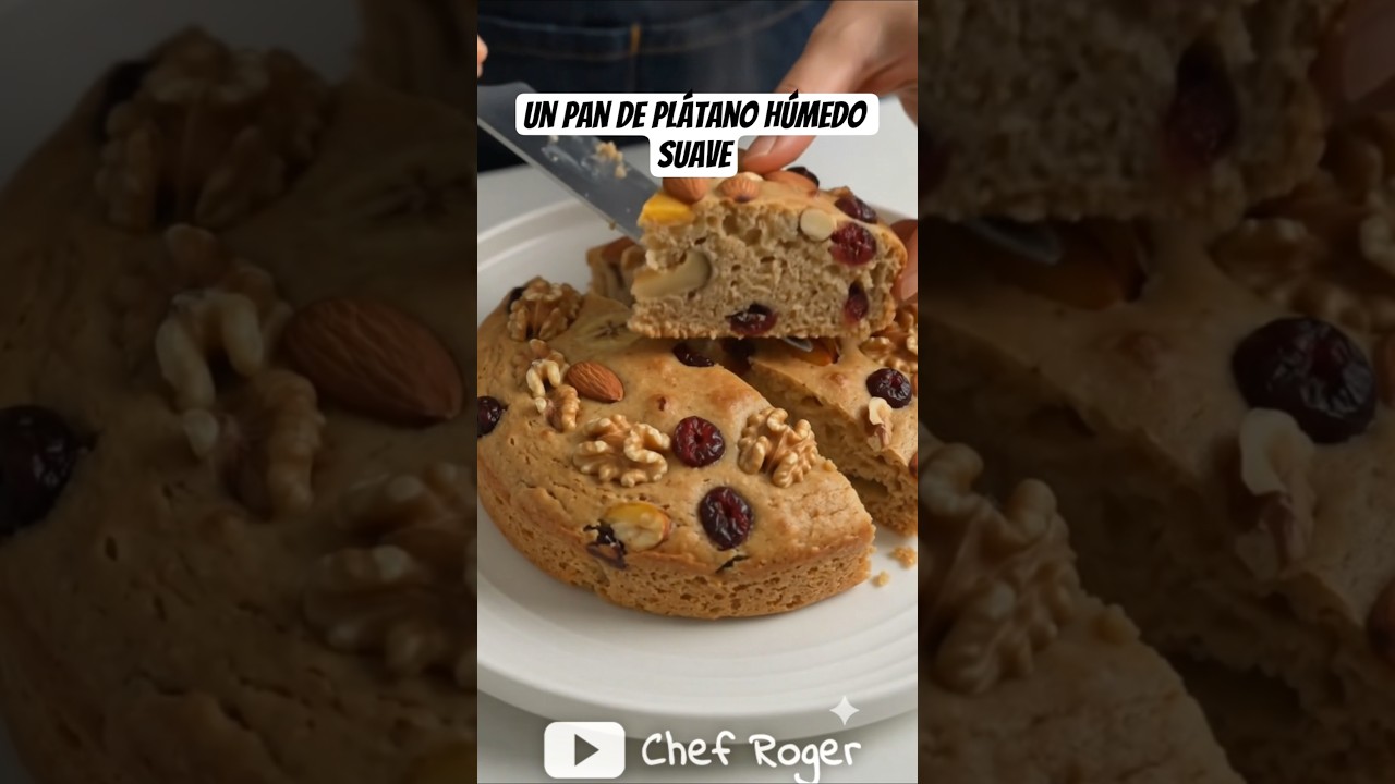 Pan de PLÁTANO con frutos secos | Sin harina, sin azúcar y sin horno 🍌