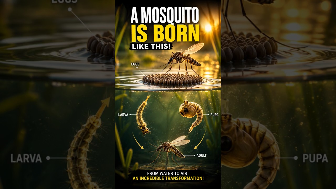 This Is How a Mosquito Is Actually Born 🦟😳 #Mosquito #InsectFacts #AnimalFacts #Biology