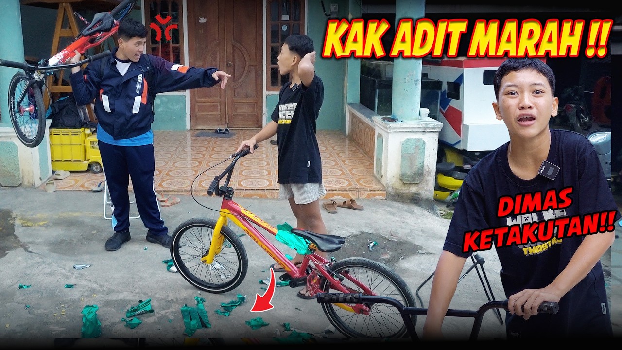 DIMAS PRANK KAK ADIT LEPASIN WRAPPING SEPEDA, TAPI KAK ADIT MALAH MARAH! 😡