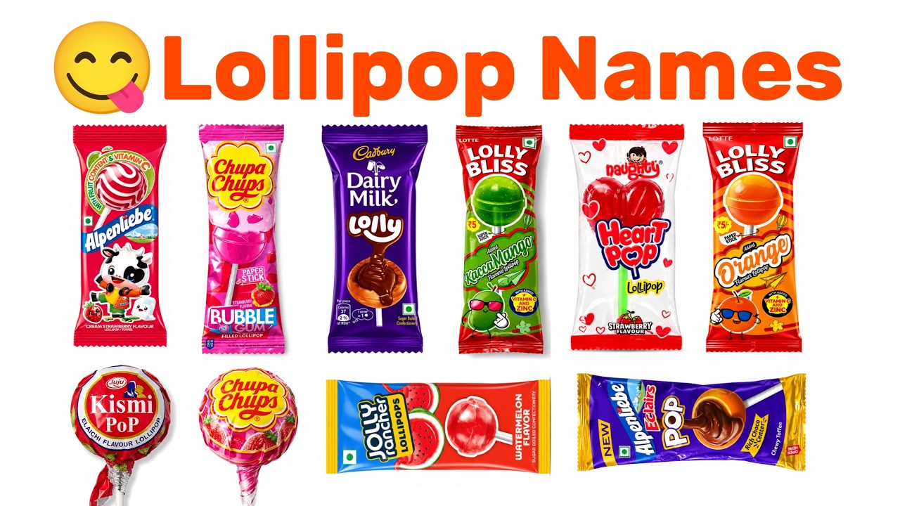Lollipop Names in English and Hindi with Pictures | लॉलीपॉप के नाम | Lollipop Names for Kids