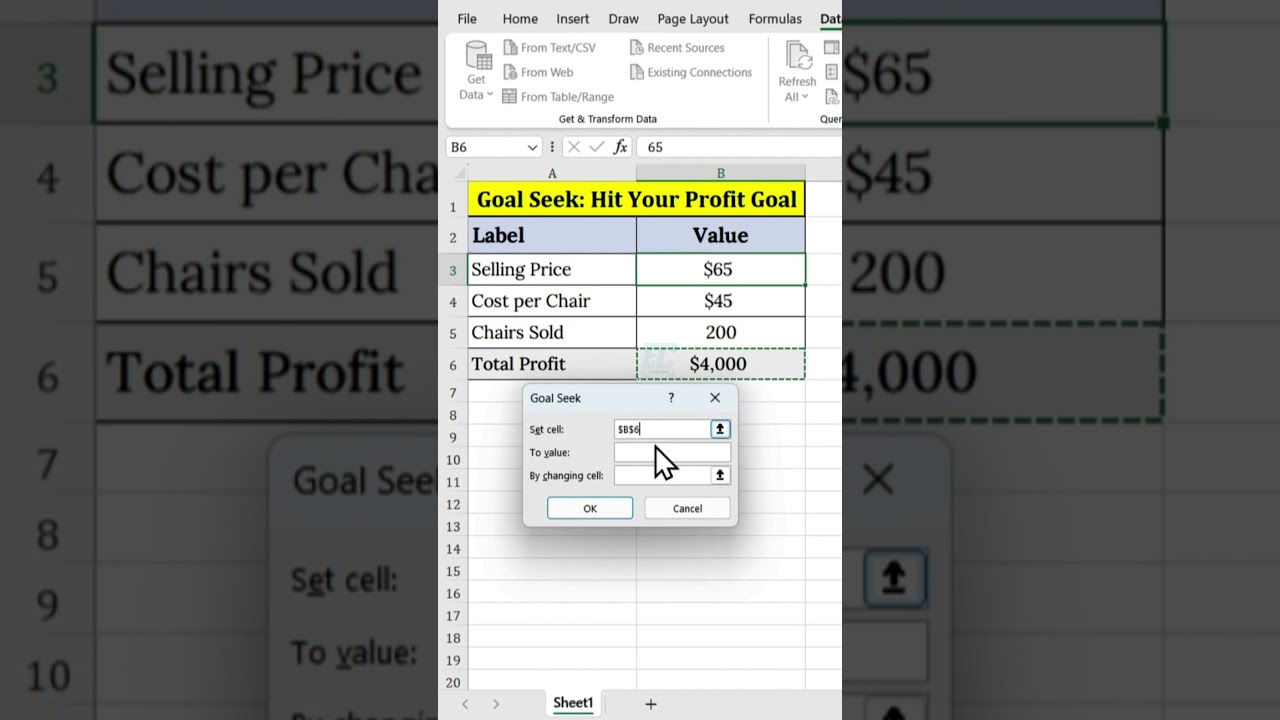 Excel Goal Seek: Find the Price to Hit Your Profit Goal! #exceltips