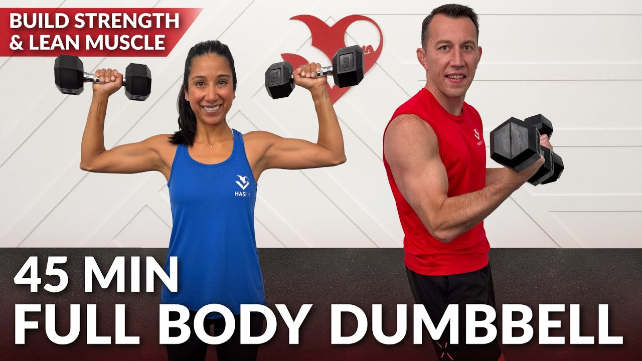 45 Min Full Body Dumbbell Workout - Strength Training at Home Weight Training for Women & Men