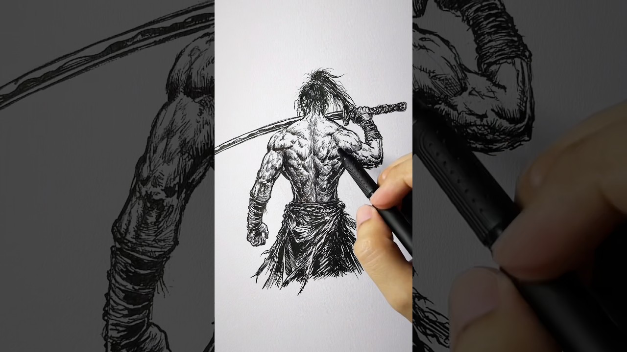 I turned a Stickman into a Samurai ⚔️🔥#stickman #samurai #drawing #sketch #shorts